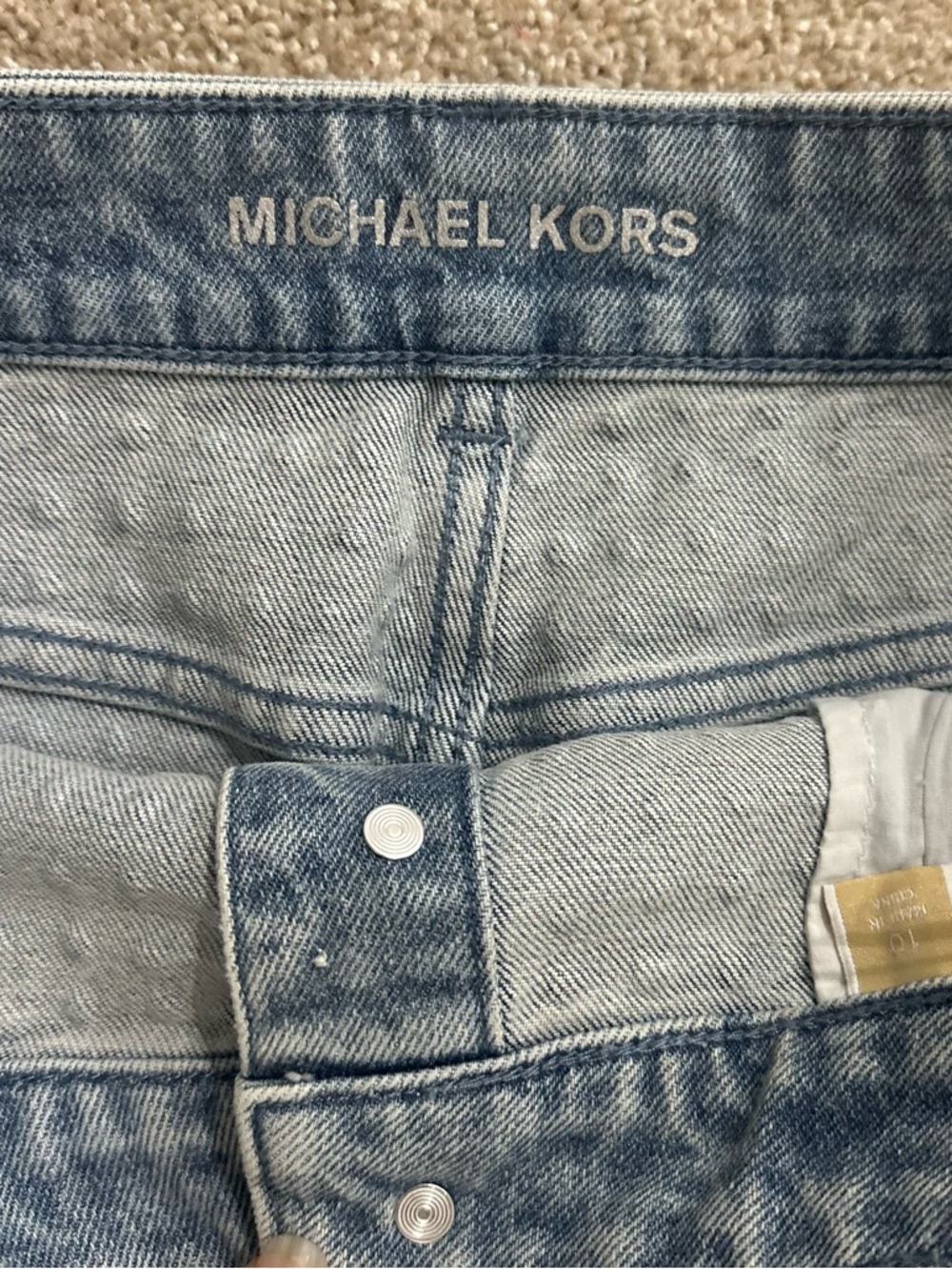 Michael Kors Studded Denim Skirt Size 10 NWT Button Front Y2K Glam - Picture 6 of 6